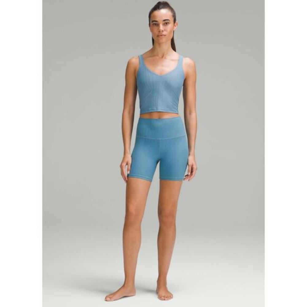 Lululemon Scoop Neck Yoga Tank Top *Grid Texture Utility Blue - Picture 9 of 9